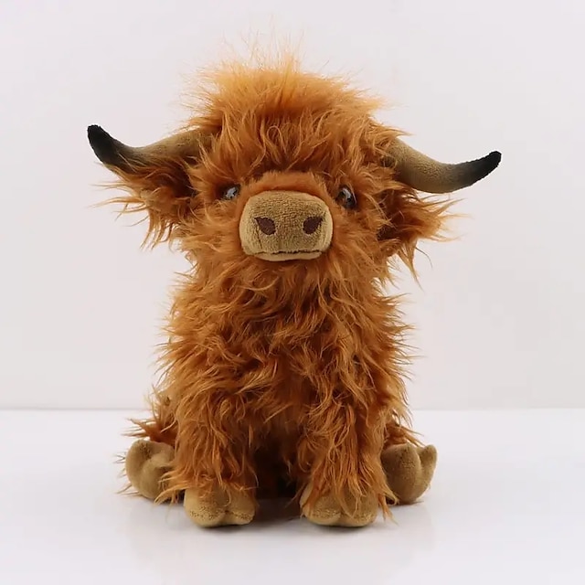  păpușă adorabilă de pluș vacă din munții - moale & jucărie scoțiană drăgălașă de vaca cu păr lung