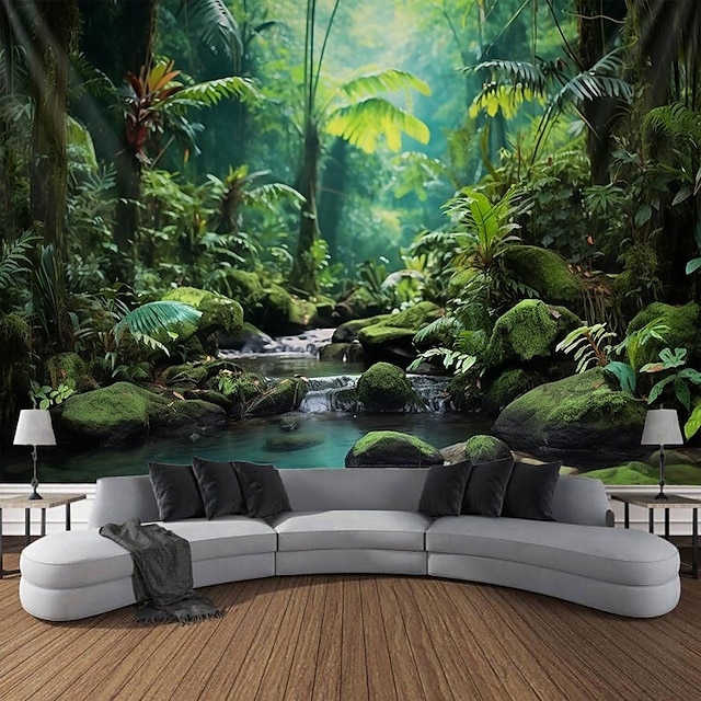  Rainforest Landscape Hanging Tapestry Wall Art Large Tapestry Mural Decor Photograph Backdrop Blanket Curtain Home Bedroom Living Room Decoration