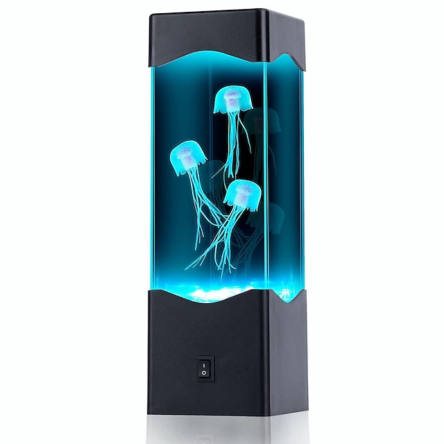  flerfarge manet lava lampe usb drevet akvarium nattlys med 3 maneter, kontorrom skrivebord dekorasjon gaver til jul bursdagsferie
