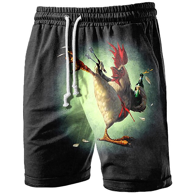  Men's Graphic Animal Turkey Shorts Summer Shorts Beach Shorts Mid Waist Streetwear Hawaiian Designer Casual Daily Holiday Drawstring Elastic Waist 3D Print Designer Clothing Apparel