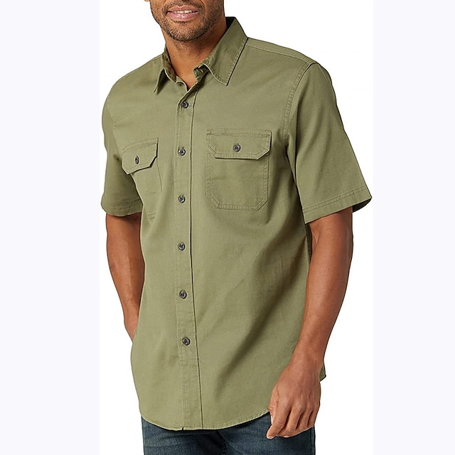  Per uomo Camicia Camicia Estiva Camicia casual Camicia con Bottoni Nero Bianco Verde Manica Corta Semplice Bavero Vacanza Streetwear Base Abbigliamento Moda Tempo libero