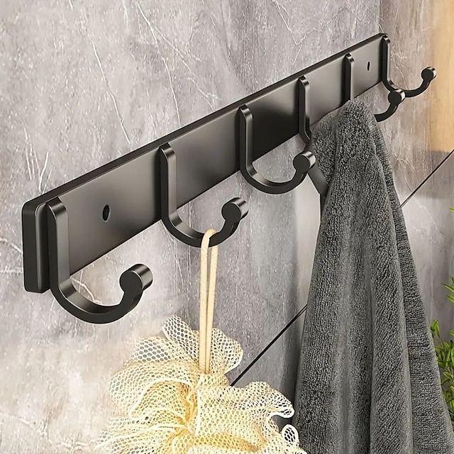  1 stk moderne hængekroge til væg aluminium sort håndklædeholder badeværelsesdør bøjle knagerække vægmonteret
