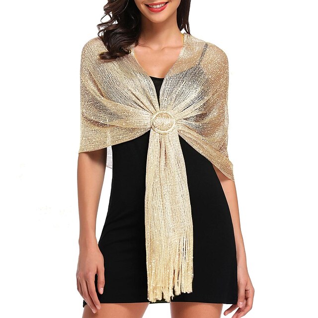 Glamorous Metallic Shawls With Tassel Wedding Guest Wraps And Round Buckle Perfect For Evening 