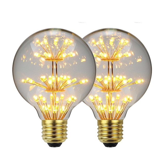  led vintage edison žárovky g125 žárovky ve tvaru ohňostroje 3w e26 e27 2300k dekorativní žárovky