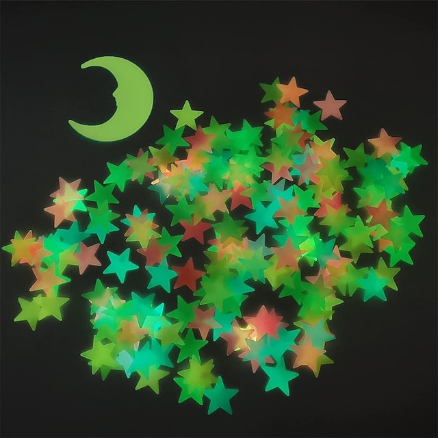 Glow in The Dark Stars Stickers for Ceiling Adhesive 200pcs 3D Glowing