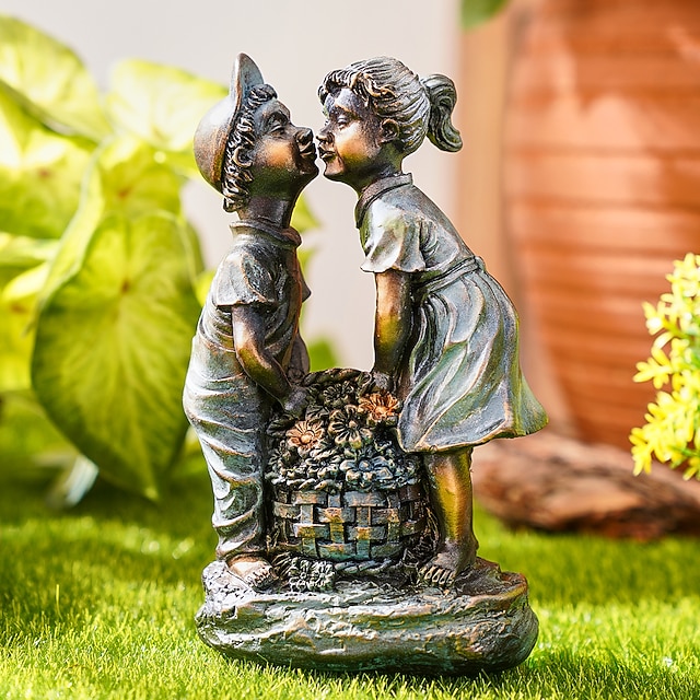  fontaine d'eau de jardin statue lumière fluorescente la nuit fantasme enfantin fontaine en bronze antique sculpture aménagement paysager décoration pour jardin pelouse patio balcon art décor