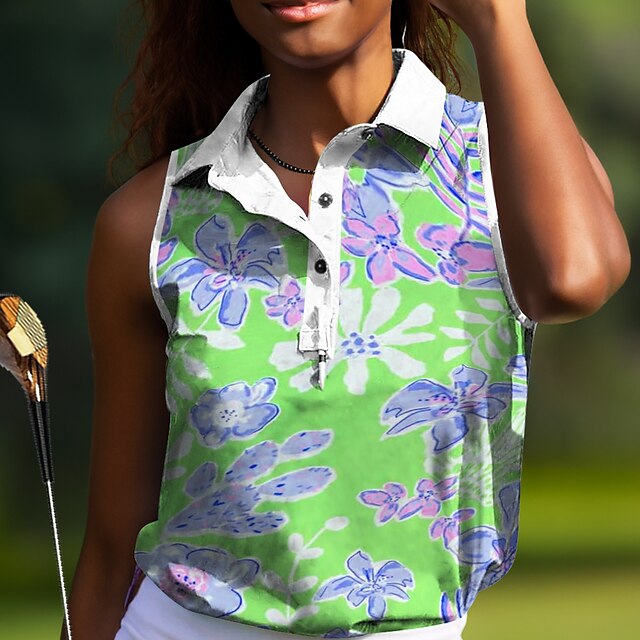 Acegolfs Women's Golf Polo Shirt Golf Shirt Button Up Polo Yellow Blue ...