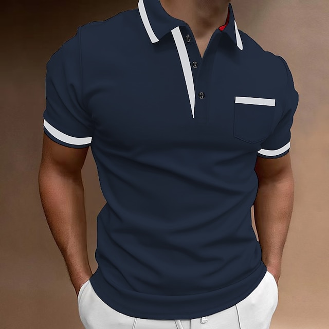 Men's Polo Shirt Golf Shirt Casual Sports Lapel Short Sleeve Fashion ...