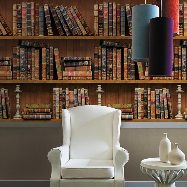  טפט מדף ספרים רטרו מדבקת קיר לעיצוב הבית לעיצוב הבית סלון חדר שינה 45x1000 ס
