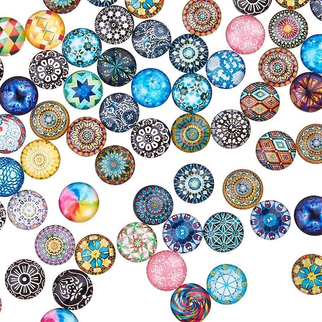  200pcs 12mm Mixed Color Printed Half Round/Dome Glass Cabochons Animal Skin Tiles for Photo Pendant Jewelry Making