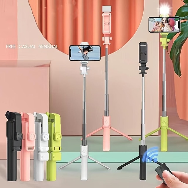  31Multifunction Universal Self Timer Phone HolderScalable Portable Remote Selfie Stick Tripod With Fill Light Integrated Video Camera And 360 Adjustable Self Timer -JY-B103