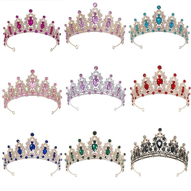  glitrende krystal tiaraer & kroner til kvinder & piger rokoko viktoriansk bryllup tilbehør