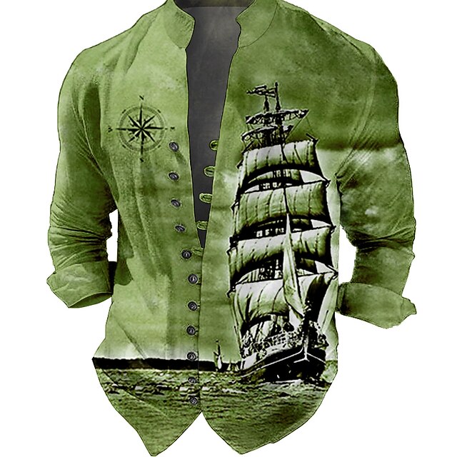 LGBT Pride Gay Vintage Mermaid Sailor Art Print Casual 100% Cotton Shirt main image 0