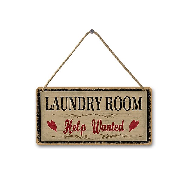  1pc, lavanderia segni di legno placca di legno piatto di legno per lavanderia segno appeso lavaggio porta decorazione decorazione della parete di casa 15x30cm / 6''x12''