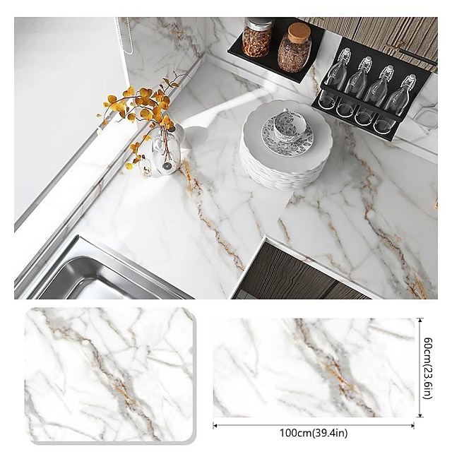  Marble Wallpaper, Self Adhesive, PVC Removable Wall Stickers Peel And Stick Wallpaper, Waterproof, For Bathroom Kitchen Oil Proof 60*100cm / 23''x39''