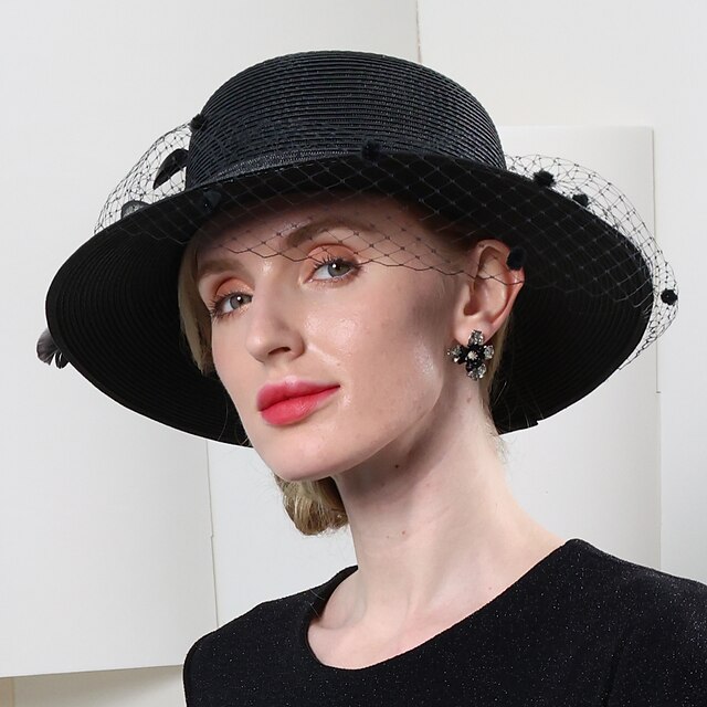 Hats Polyester Fiber Bowler / Cloche Hat Bucket Hat Straw Hat Wedding Tea Party Elegant Wedding