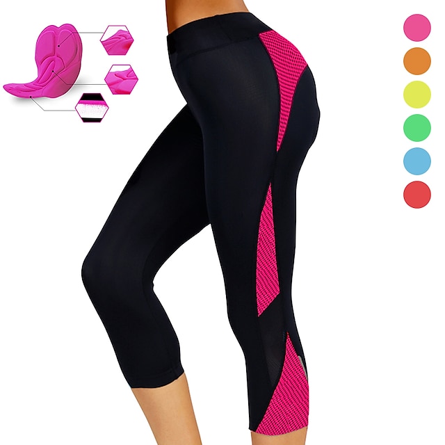  Women's Cycling 3/4 Tights Cycling Shorts Bike Shorts Bike 3/4 Tights Bottoms Mountain Bike MTB Road Bike Cycling Sports 3D Pad Breathable Quick Dry Moisture Wicking Yellow Pink Spandex Clothing