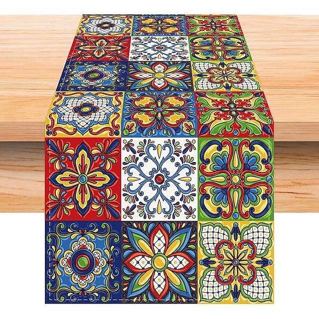  Halloween Tablerunner Mexican Spring Table Runner Dining Cotton Boho Table Flag Decor With Tassles, Table Decorations For Dining Weddig Party Holiday