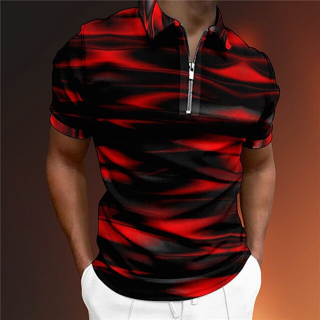 Men's Zip Polo Lapel Polo Polo Shirt Golf Shirt Graphic Prints Geometry ...