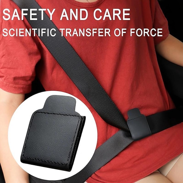  2Pcs Car Seat Seat Belt Adjuster Velcro PU Leather Seat Belt For Children Pregnant Women With Limiter Fixed Clip Anti-stretching Neck Belly