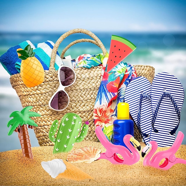  Roztomilá zvířátka série plážových ručníků odolných proti větru, klipsů na plážové ručníky, klipsů na ručníky na plážová lehátka, plavby, dovolená, bazénové deky, lehátka