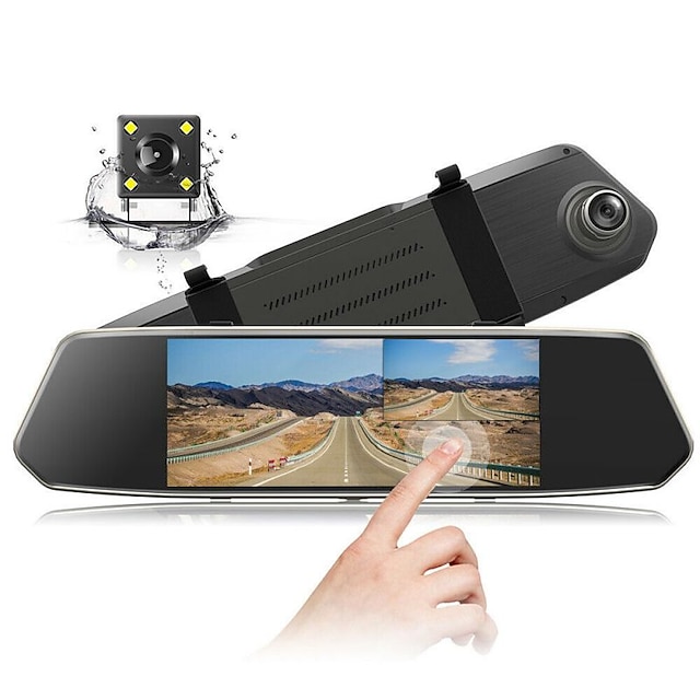  Spiegel-Dashcam, 7-Zoll-Touchscreen, 1080p, Dual-Dash-Kamera vorne und hinten für Autos, verbesserte Nachtsicht-Rückfahrkamera mit G-Sensor, Parküberwachung, Schleifenaufzeichnung und Parkmodus