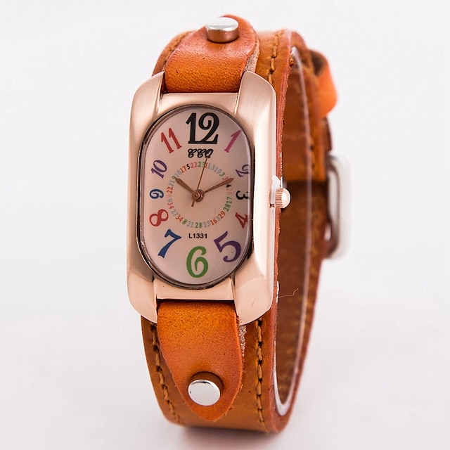  Fashion Casual Women's Watch Faux Leather Diamond Strap Band Oblong Case Quartz Wrist Watch Female Clock