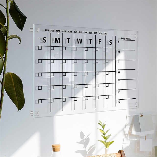  1pc Wall Acrylic Weekly Planner Board Clear Dry Erases Calendar Planner Reusable Weekly Daily to Do List Board Craft Table