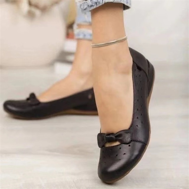  Pentru femei Pantofi Flați Slip-On-uri Mărime Plus Size Pantofi de confort În aer liber Birou Zilnic Culoare solidă Funde Toc Drept Vârf rotund Vârf deschis Epocă Casual minimalism Imitație Piele