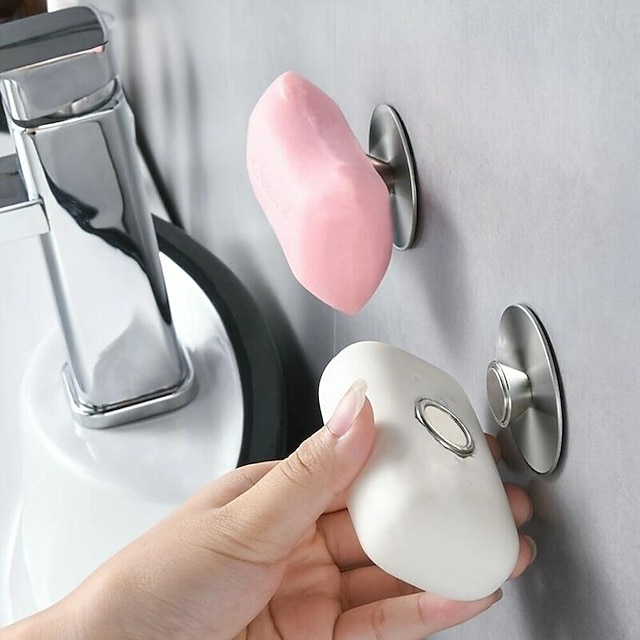  Magnetic Soap Holder Self Draining,Bar Soap Holder for Shower Wall, Stainless Steel Soap Savers for Bar Soap, Kitchen/Bathroom Soap Dishes, Easy Clean Soap Holders for Shower