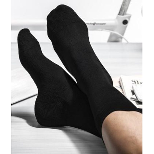  Men's 5 Pairs Socks Dress Socks Crew Socks Casual Socks Black White Color Cotton Solid Colored Casual Daily Warm Winter Fashion Comfort