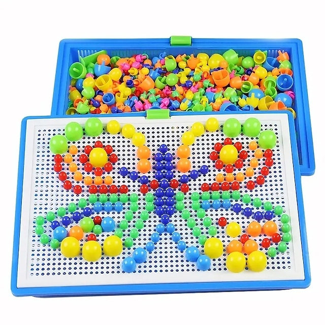  Rompecabezas de bloques de construcción de clavos de hongos de plástico de 296 piezas - juguetes educativos para que los niños mejoren la cognición del color & Desarrollo intelectual: ¡regalo perfecto