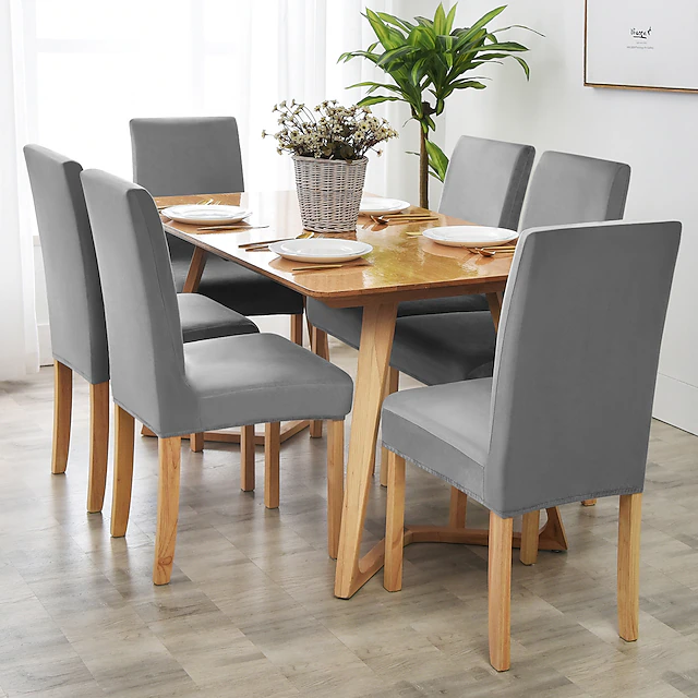 Velvet Dining Chair Cover Burgundy Plush Stretch Spandex Chair Slipcover Chair Protector High Back Dining Chair Cover with Elastic Band for Dining Room Wedding Ceremony Banquet Home Decor 13