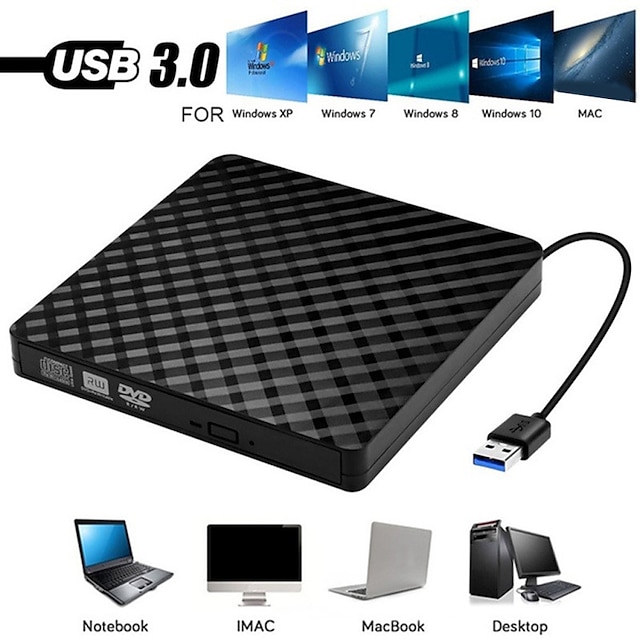  USB extern usb3.0dvd rw cd burner portabil drive optic reader player player pentru pc laptop macbook windows 7/8/10/11/xp/vista/linux os