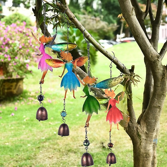  1pc Angel Metal Wind Chimes Indoor Outdoor Metal Wind Chimes Mobile Romantic Chimes Hanging Ornament For Garden Patio Yard Backyard Or Festival Decor/Best Mothers And Women Gifts 12x38cm/5''x15''