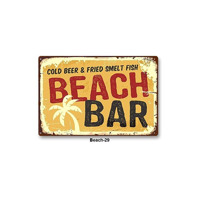 1pc Beach Metal Tin Sign Summer Beach Tin Sign Vintage Beach Signs Wall ...
