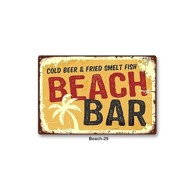 1pc Beach Metal Tin Sign Summer Beach Tin Sign Vintage Beach Signs Wall ...
