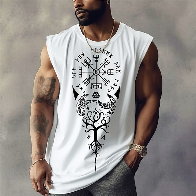  Homme Top T-shirt sans manches pour hommes Graphic Tribal Col Ras du Cou Vêtement Tenue 3D effet du quotidien Des sports Sangles Imprimer Design Ethnique Muscle