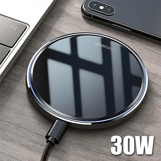  Wireless Charger 30W Quick Charging Pad Phone Charger Wireless Fast Charging Dock Charger for Apple Iphone Samsung Xiaomi Huawei Android Mobile Phones