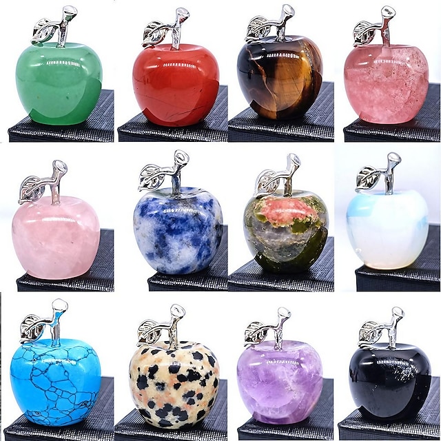  Healing Crystals，Natural Crystal Jade 12-Color Apple Ornaments Mixed Colors And Colorful Festival Eve Festival Gifts