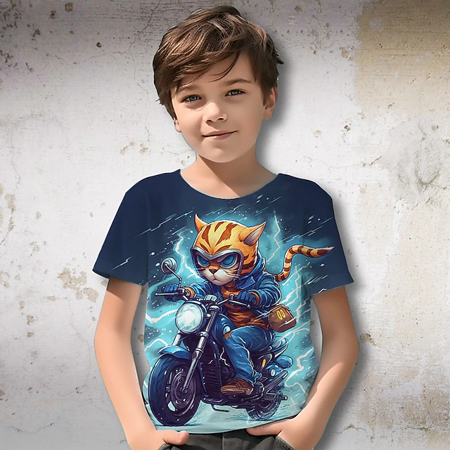 Boys 3D Graphic Animal Tiger T shirt Tee Short Sleeve 3D Print Summer Spring Active Sports Fashion Kids 3-12 Years Outdoor Casual Daily Regular Fit 9