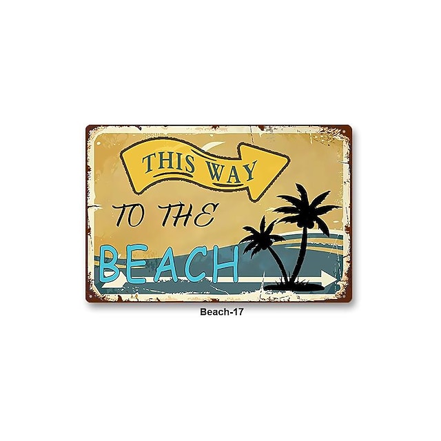 1pc Beach Metal Tin Sign Summer Beach Tin Sign Vintage Beach Signs Wall ...