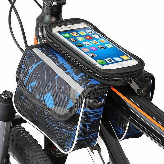  Nueva bolsa para bicicleta, bolsa para teléfono móvil con pantalla táctil, bolsa para haz de bicicleta de montaña, equipo de equitación, bolsa de tubo de gran capacidad
