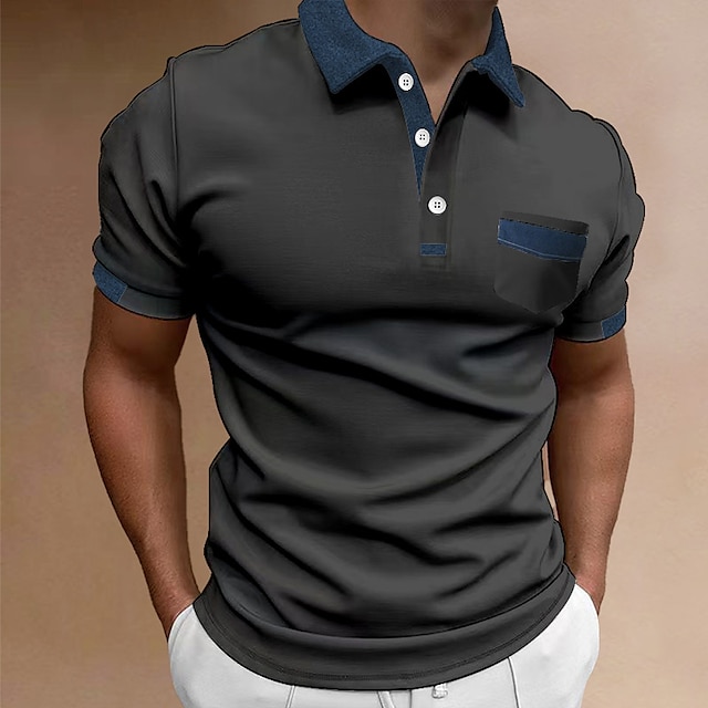 Men's Button Up Polos Polo Shirt Casual Holiday Lapel Classic Short ...