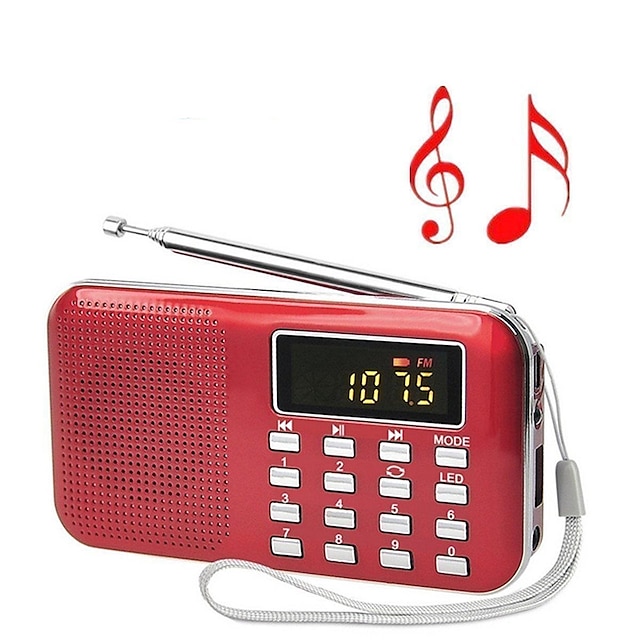 נייד דיגיטלי am fm רדיו מדיה רמקול נגן מוסיקה mp3 תומך כרטיס tf / דיסק usb עם תצוגת מסך LED ופונקציית פנס חירום