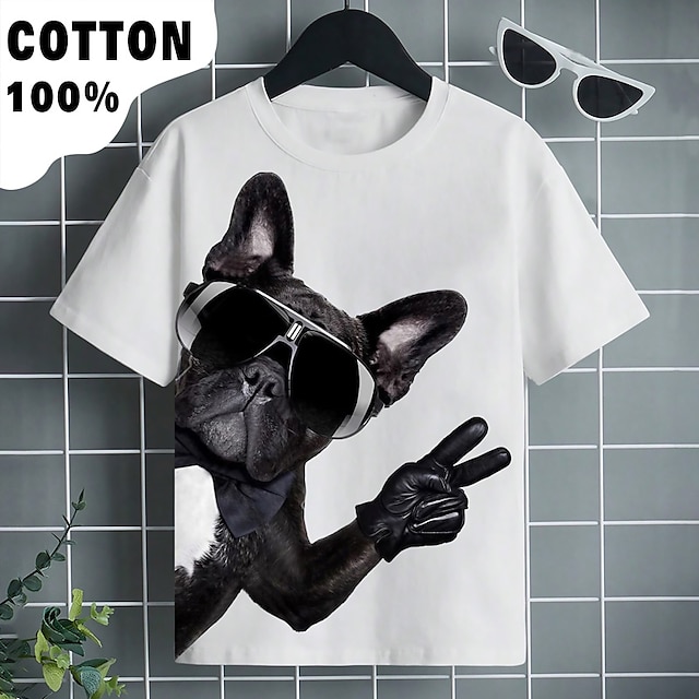  Jungen T-Shirt Kurzarm T-Shirt Graphic Tier Hund 3D-Druck Aktiv Sport Modisch 100% Baumwolle Outdoor Casual Täglich kinderkleidung Rundhalsausschnitt 3-12 Jahre 3D-gedruckte Grafik Regular Fit Hemd