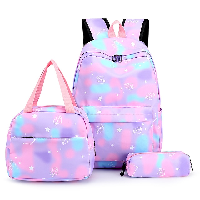  3 pçs/conjunto mochila para laptop alça ajustável moda feminina mochila de viagem de náilon linda mochila de trabalho gradiente para viagens escolares de trabalho, presente de volta à escola