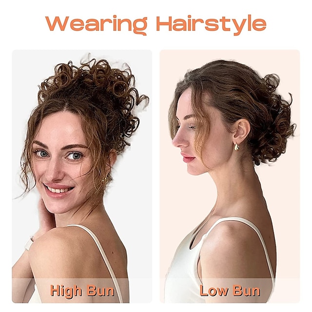 Messy Bun Hair Piece Curly Lightweight Fluffy Drawstring Updo Hair Bun