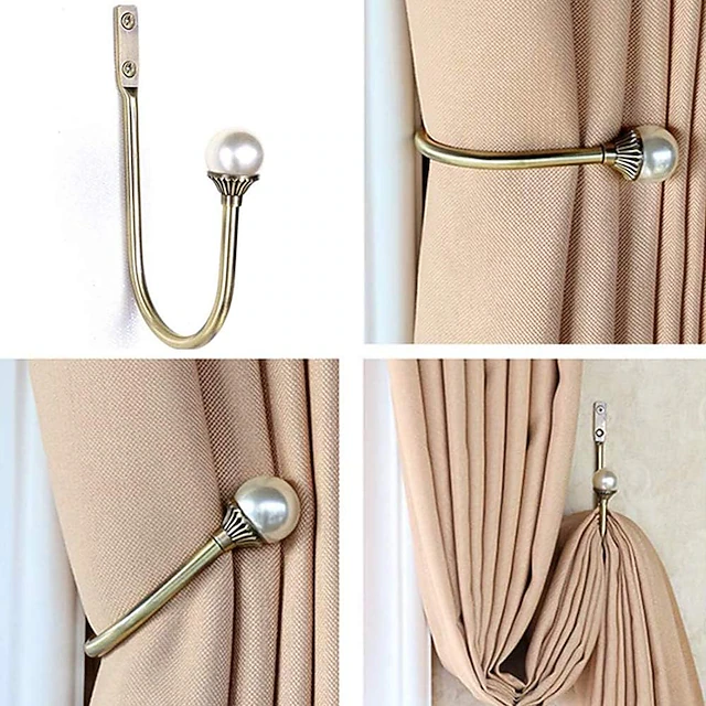 2 Pcs Metal Curtain Holdback Curtain Tie Backs Drapery Tiebacks Accessories Window Treatments Buckles Wall Hooks for Home Hotel Window Decor 14