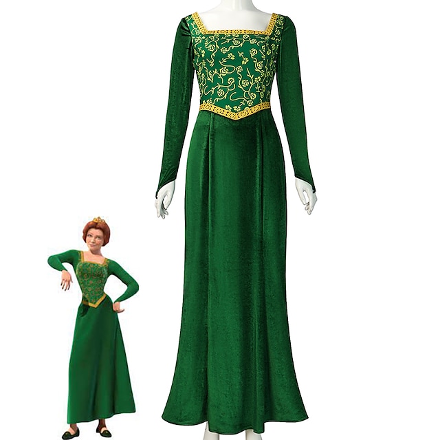  Shrek Princesse Robe Costume de Cosplay Femme Cosplay de Film Soirée Vert Mascarade Robe